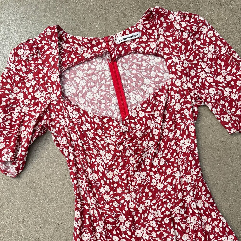 Reformation Matin Dress Red Floral Size 2 / Small